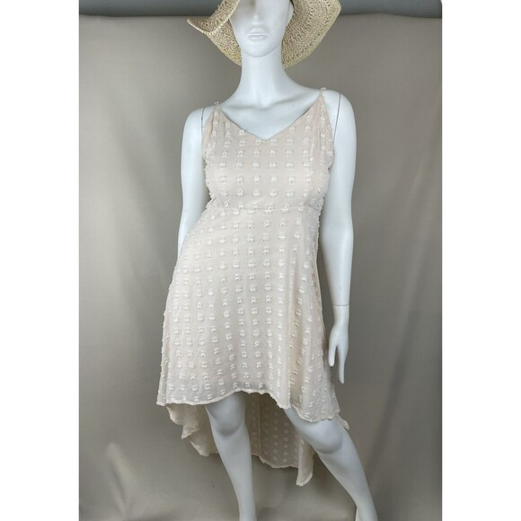 Charlotte Russe High Low Dress Women's XL Orange Sherbet Swiss Dot Sheer Lined